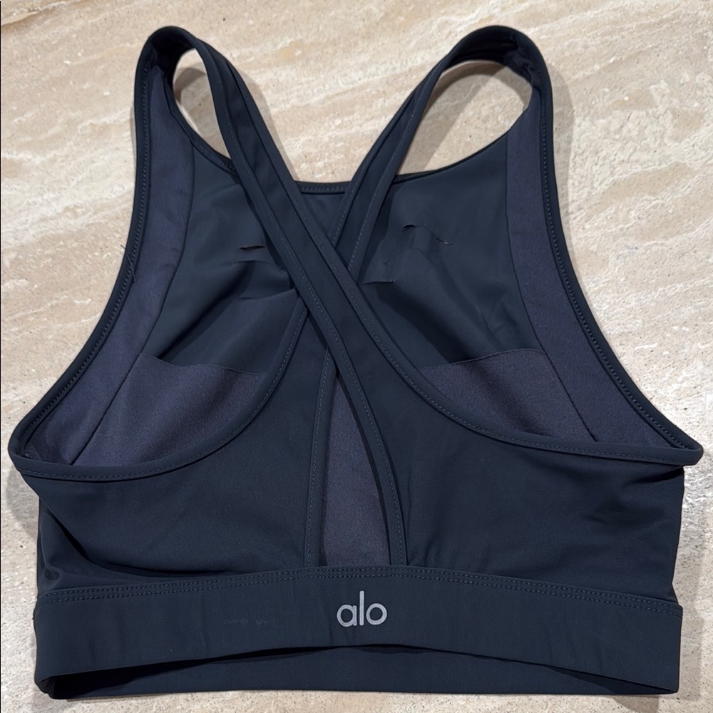 ALO Yoga Charcoal Cross-Back Sports Bra